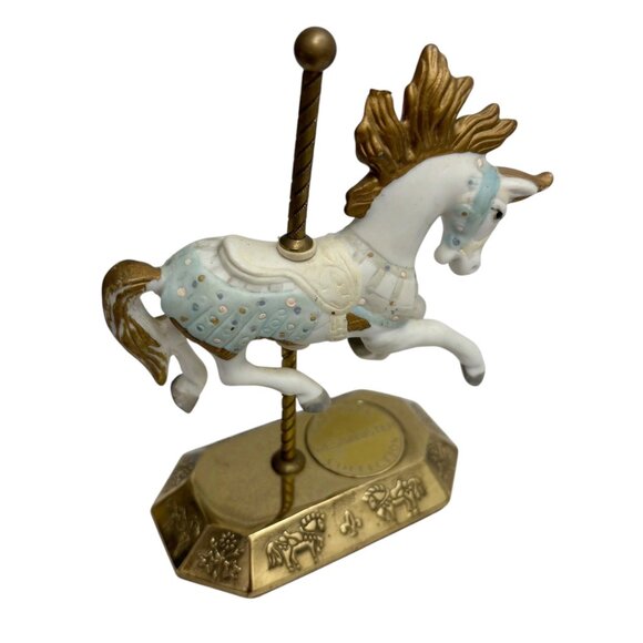 Vintage Westminster Carousel Horse Figurines Set Of 2 Gold Base Porcelain Collec - Picture 9 of 9